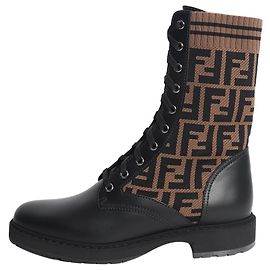 Fendi Black and brown Zucca printed boots - size EU 41 (UK 8) Black