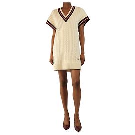 Autre Marque Strickkleid in Creme mit grobem Strick - Größe XS Roh