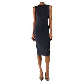 Herve Leger Robe midi bandage sans manches bleu marine - taille XS Bleu Marine