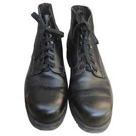 Autre Marque Gioia Black Leather Military Style Boots Black