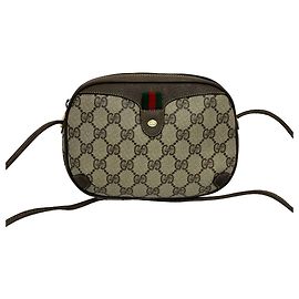 Borsa a tracolla GUCCI Old Gucci Sherry Line GG Logo Pattern in pelle Marrone Rosso Verde
