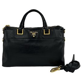 Bolsa Boston de couro Prada Preto