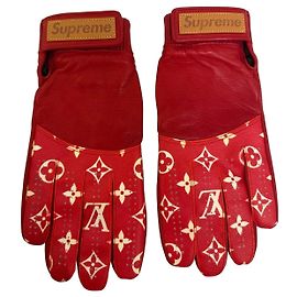 Louis Vuitton x Supreme Monogram Lederhandschuhe Rot Rot Monogramm