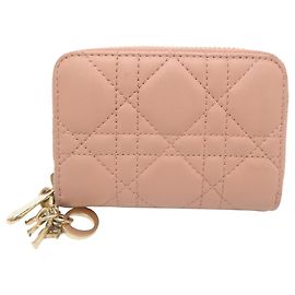 Monedero de piel de cordero rosa Christian Dior Rosa