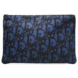 Clutch Christian Dior Dior Oblique Nero Blu