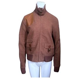 Ralph Lauren Brown Wool Blend Jacket with Leather Accents Brown