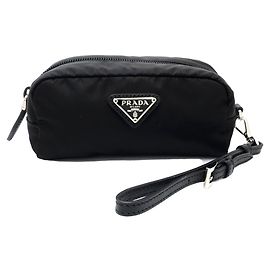 Prada Vera Small Pouch Bag Black