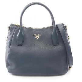Borsa Tote Prada Navy Vitello Daino Blu navy