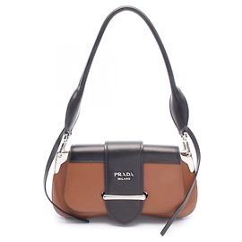 Borsa a Spalla Prada City Calf Marrone Nero