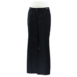 CHANEL Pants Rayon Black CC Auth BA14244V Black