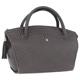 Sac à main BALLY en cuir gris avec détails dorés Auth gh2329 Marron Autre