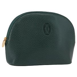 Pochette in pelle verde e oro Cartier Auth 193585V D'oro Verde