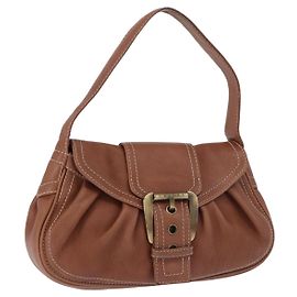 Céline Bolsa CELINE de couro marrom Auth 194115V Marrom