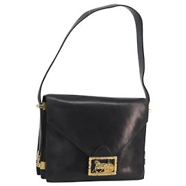 Céline Borsa a Spalla CELINE in Pelle Nera e Oro Auth bs36609 Nero D'oro