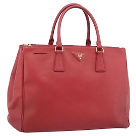 Bolsa de mão PRADA em couro Safiano Vermelho Ouro Auth bs36426V Vermelho Dourado