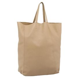 Céline Sac Cabas Vertical CELINE en cuir Beige Gold Auth bs36671 Beige Doré