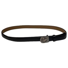 Cinto de couro vintage Dior preto com fivela prateada Preto