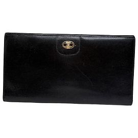 Céline Portefeuille Vintage Celine en cuir texturé Noir Or Noir
