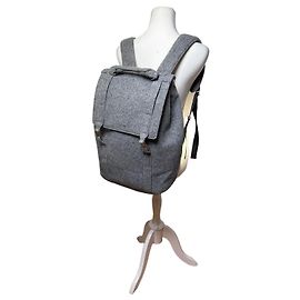 Vintage Emporio Armani Wool Felt Backpack Grey Silver Hardware Grey