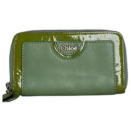 Chloé Vintage Chloe Lackleder-Geldbörse Grün Silber Grün