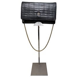 Emilio Pucci Clutch de couro vintage Pucci preta com corrente dourada Preto