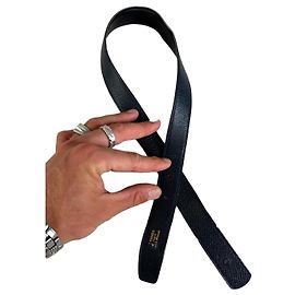 Hermès Vintage Hermes Leather Belt Strap Navy Navy blue