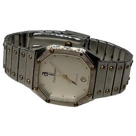 Reloj de pulsera vintage Courreges en acero inoxidable Plata Oro Plata