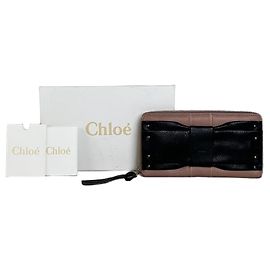 Chloé Cartera de cuero vintage Chloe Negro Blush Pink Dorado Negro