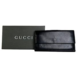 Vintage Gucci GG Logo Ledergeldbörse Schwarz Schwarz