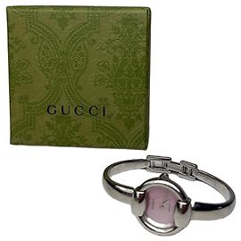 Reloj pulsera vintage Gucci de acero inoxidable esfera rosa plata Rosa