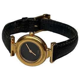 Relógio de pulso vintage Fendi em couro preto e dourado Preto