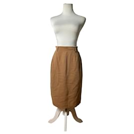 Falda de lana vintage Dior Tan M Camello