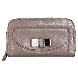 Chloé Vintage Chloe Pebbled Leather Zip Wallet Blush Pink Silver Pink