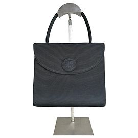 Vintage Givenchy Textured Fabric Handbag Black Gold Black