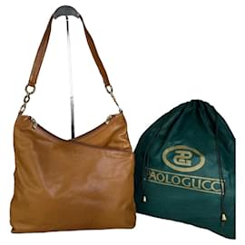 Sac à bandoulière en cuir vintage Gucci Tan Or Camel