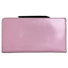 Céline Vintage Celine Grained Leather Wallet Pink Silver Pink