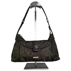Borsa a tracolla vintage Etro in misto seta Oliva Marrone Argento Verde