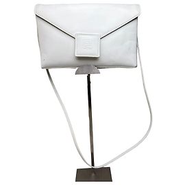 Clutch de couro vintage Givenchy branco prata Branco