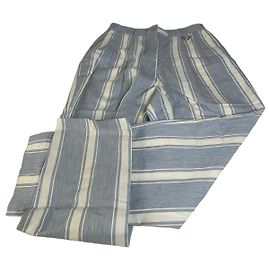 Vintage Dior Baumwollhose Hellblau Weiß S Blau