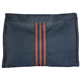 Hermès Clutch in cotone vintage Hermes Navy Rust Silver Blu navy