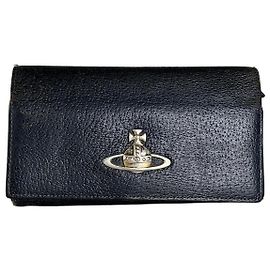 Vintage Vivienne Westwood Textured Leather Wallet Black Silver Black