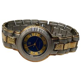Relógio de pulso vintage Givenchy em aço inoxidável Ouro Azul Dourado