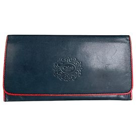Chloé Vintage Chloe Leather Wallet Navy Red Gold-tone Navy blue
