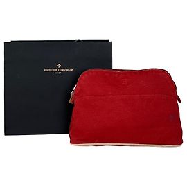 Hermès Pouch de lona de algodão vintage Hermes Vermelho Vermelho