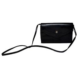 Vintage Givenchy Leather Evening Bag Black Gold Clasp Black