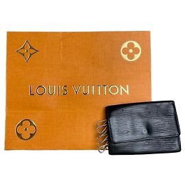 Vintage Louis Vuitton Leather Key Holder Black Gold Black