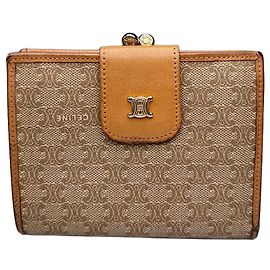 Céline Vintage Celine Monogram Canvas Wallet Beige Tan Gold Beige