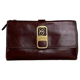 Chloé Vintage Chloe Leather Wallet Dark Brown Gold Brown