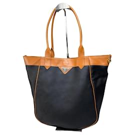 Tote en tissu texturé Vintage Yves Saint Laurent Noir Tan Noir