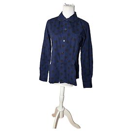 Camisa de algodão vintage Comme Des Garcons com padrão de bolinhas Navy Black S Azul marinho
